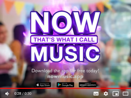 NOW music app commercial