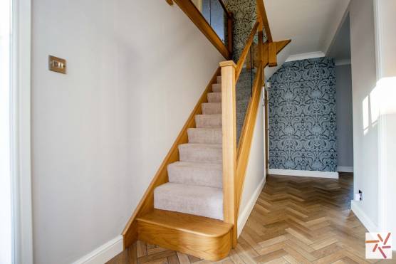 3263W 14 tv drama location house in West Yorkshire staircase with wooden flooring