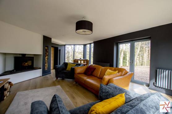 3330W 5 tv commercial location house in West Yorkshire modern living room with log burner