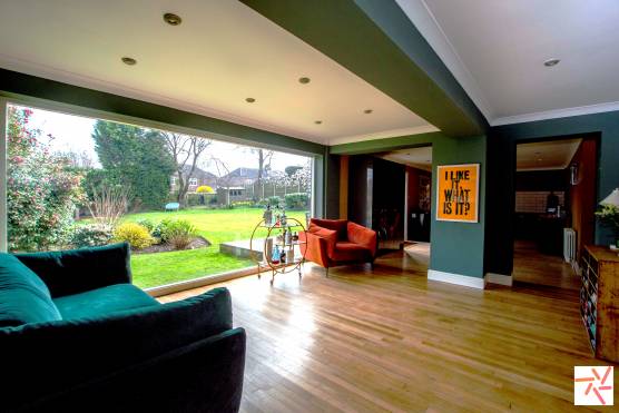 3337C 5 tv shoot location house in Cheshire open plan living area with bifold doors to garden