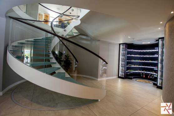 3343W 14 tv commercial location house in West Yorkshire contemporary family home with large modern staircase to a wine cellar