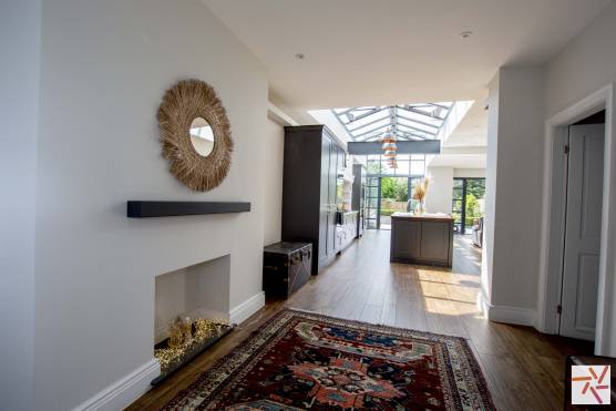 3454M 13 tv drama location house in Manchester large open plan kitchen with crittall doors and fireplace