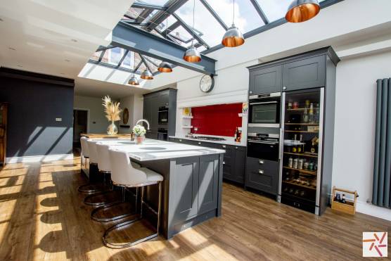 3454M 2 photo shoot location house in Manchester large open plan kitchen with crittall doors