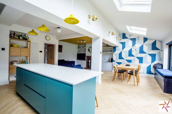 3396N 4 tv commercial location house in North Yorkshire with large colourful open plan kitchen and living area