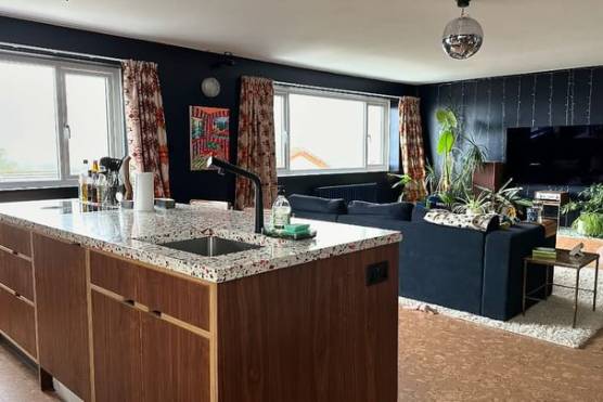 3484L 4 filming location house in Lancashire mid century style open plan kitchen and living area.JPG