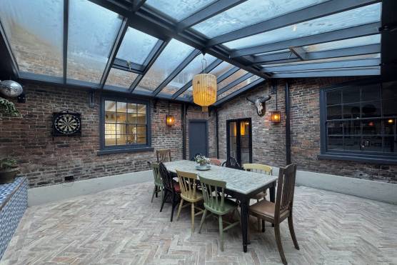 3522N 11 photo shoot location house in North Yorkshire exposed brick dining area