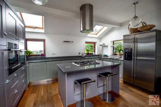 3148W modern kitchen with hob on the island West Yorkshire photo shoot