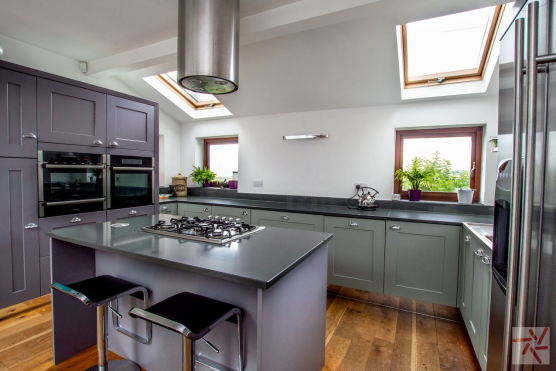 3148W photo and filming location in West Yorkshire modern sleek kitchen hob on the island