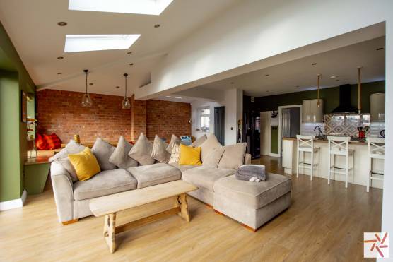 3315M 1 photo shoot location Manchester modern open plan kitchen and living area exposed brick